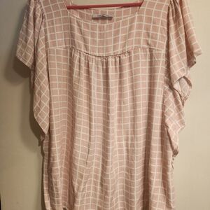 Ces Femme Blush Pink Checkered Blouse